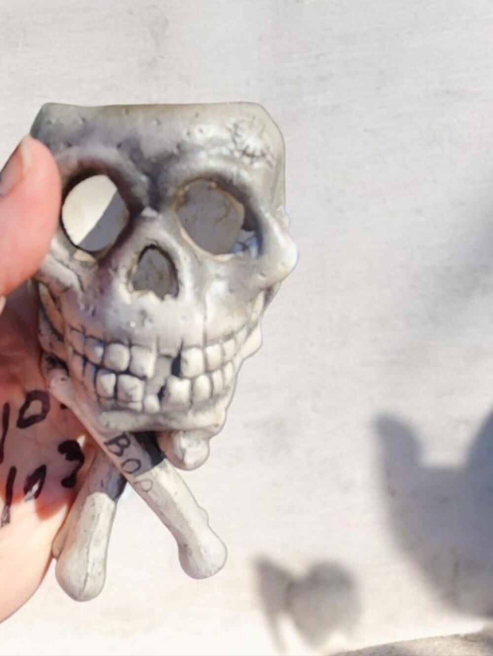 Skull & Crossbones  Votive Or Tea Candke Holder / Vintage